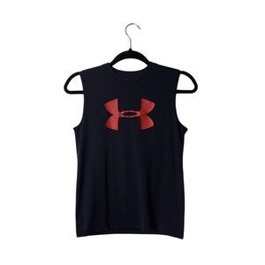 Under Armour Black Sleeveless Mens Shirt Red Logo Size M